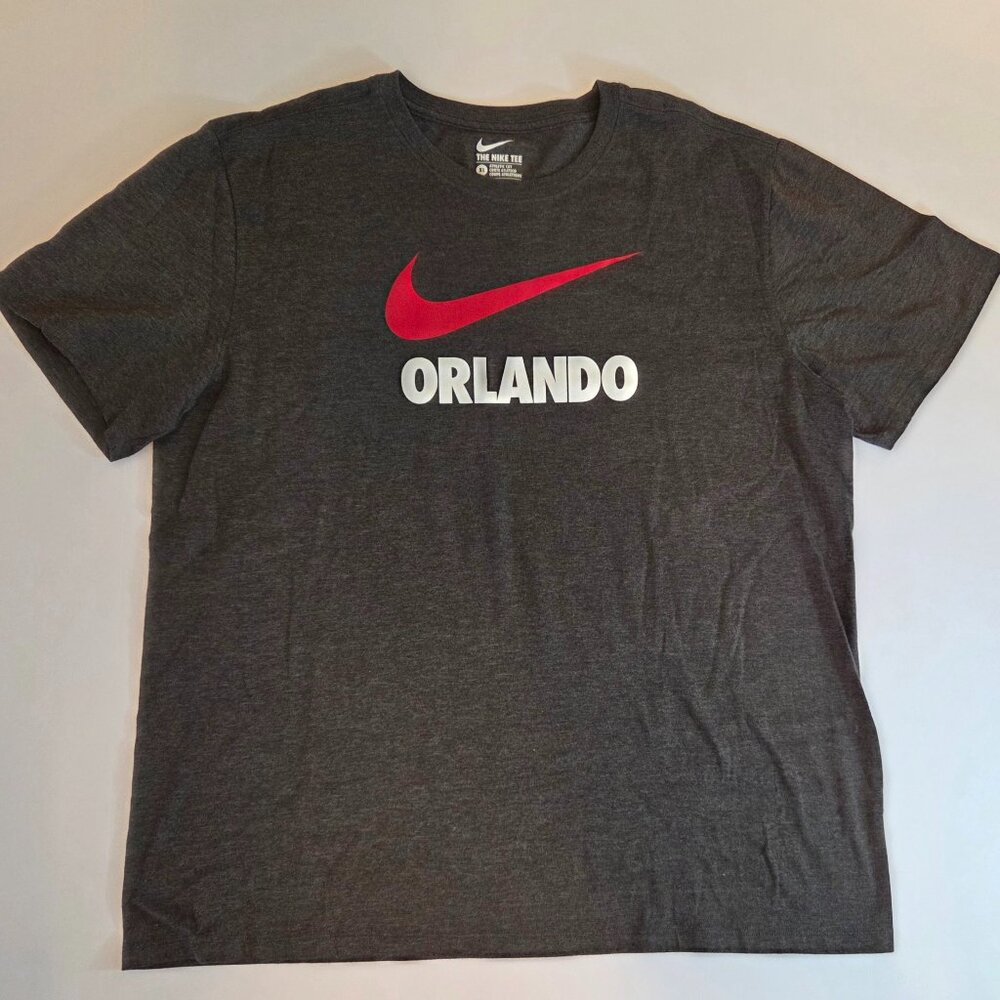 Nike “Orlando” Dark Heather Gray with Nike Swoosh Graphic Tee – Size XL